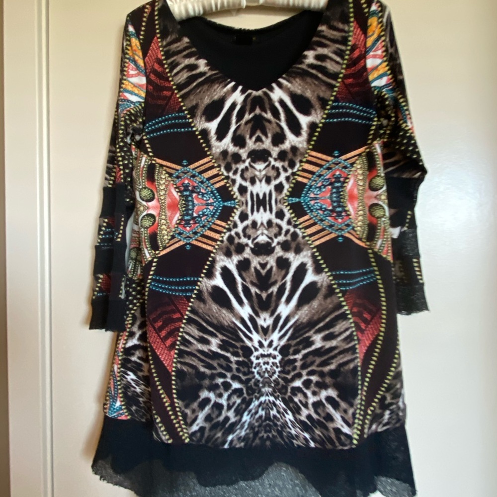 Eva Varro Animal & Jewel print top